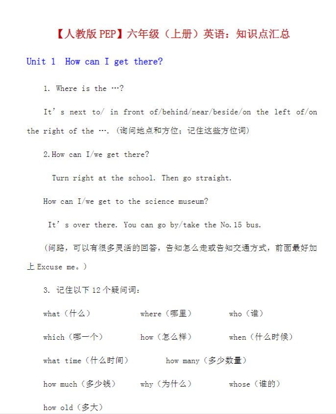 小学六年级英语 预览第1张