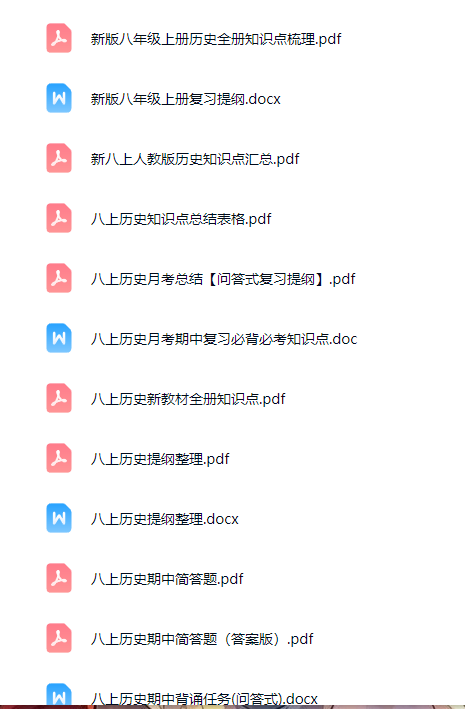 初中八年级历史 预览第1张