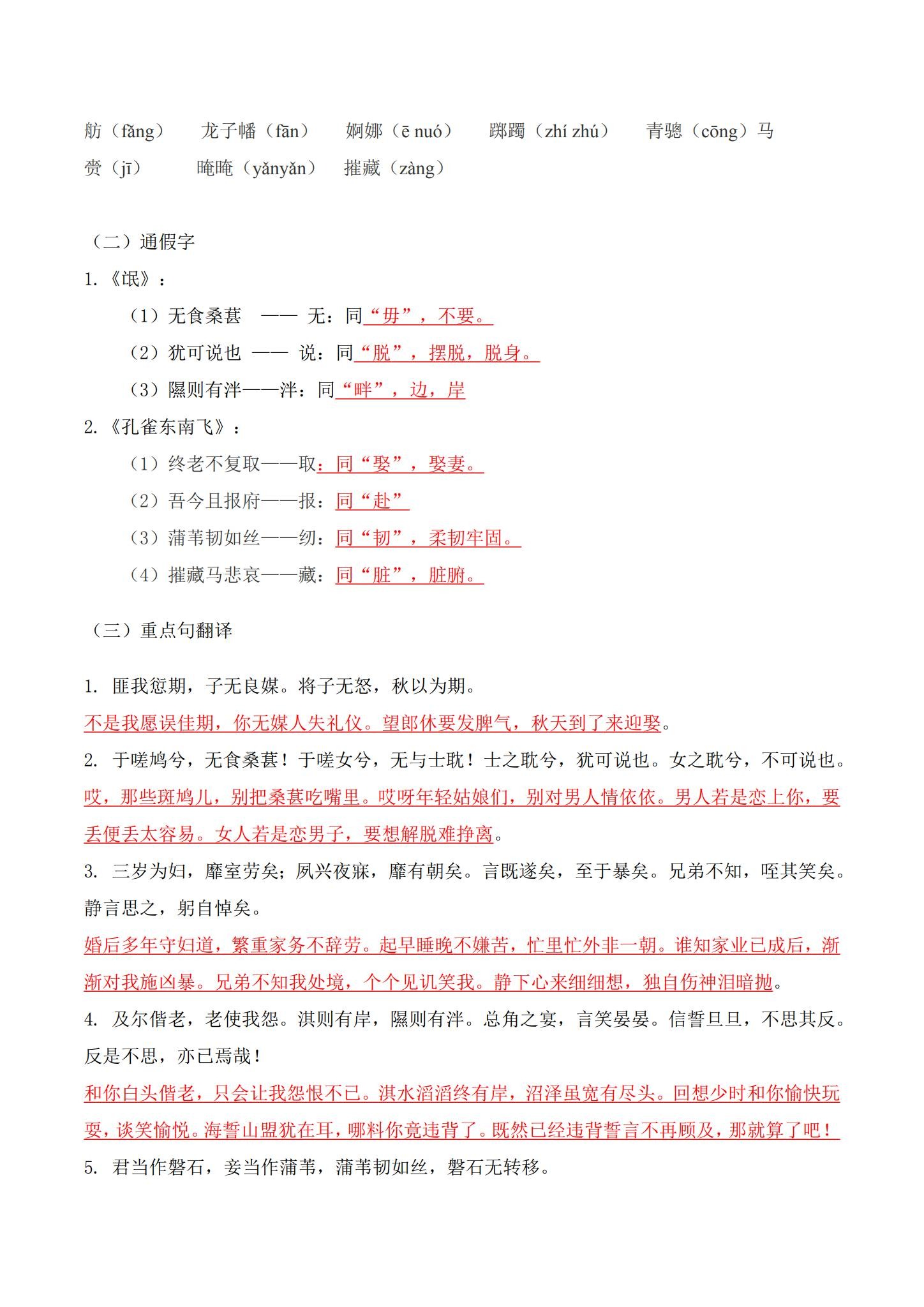 人教版｜高一、高二、高三语文｜选修下｜知识汇总 预览第3张