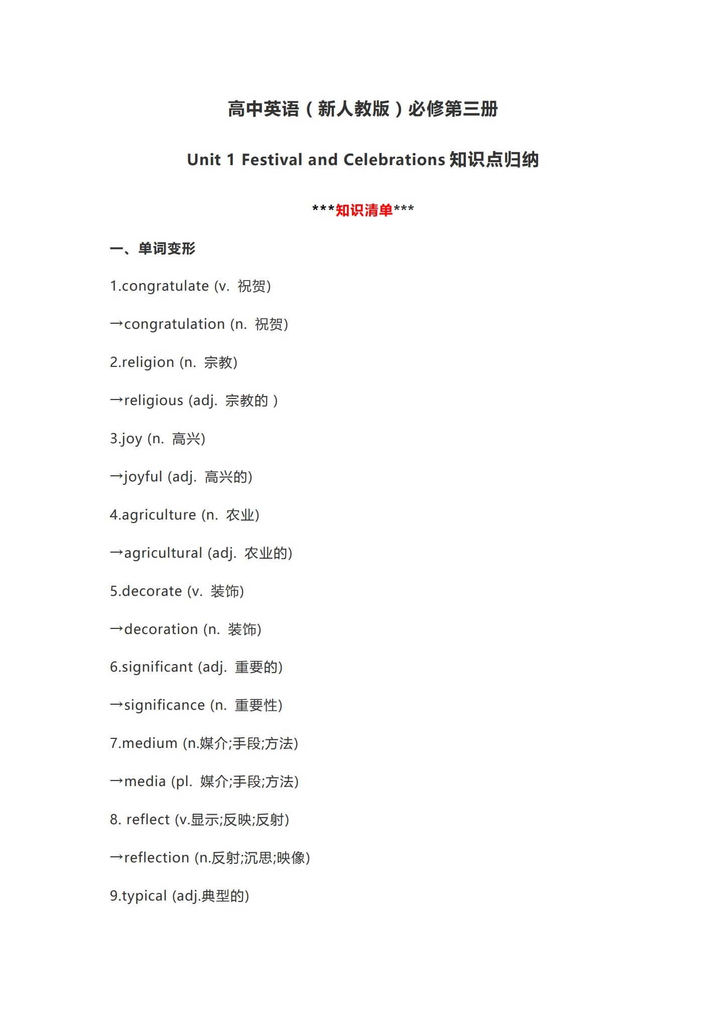 [高中英语必修3]知识汇总 预览第1张