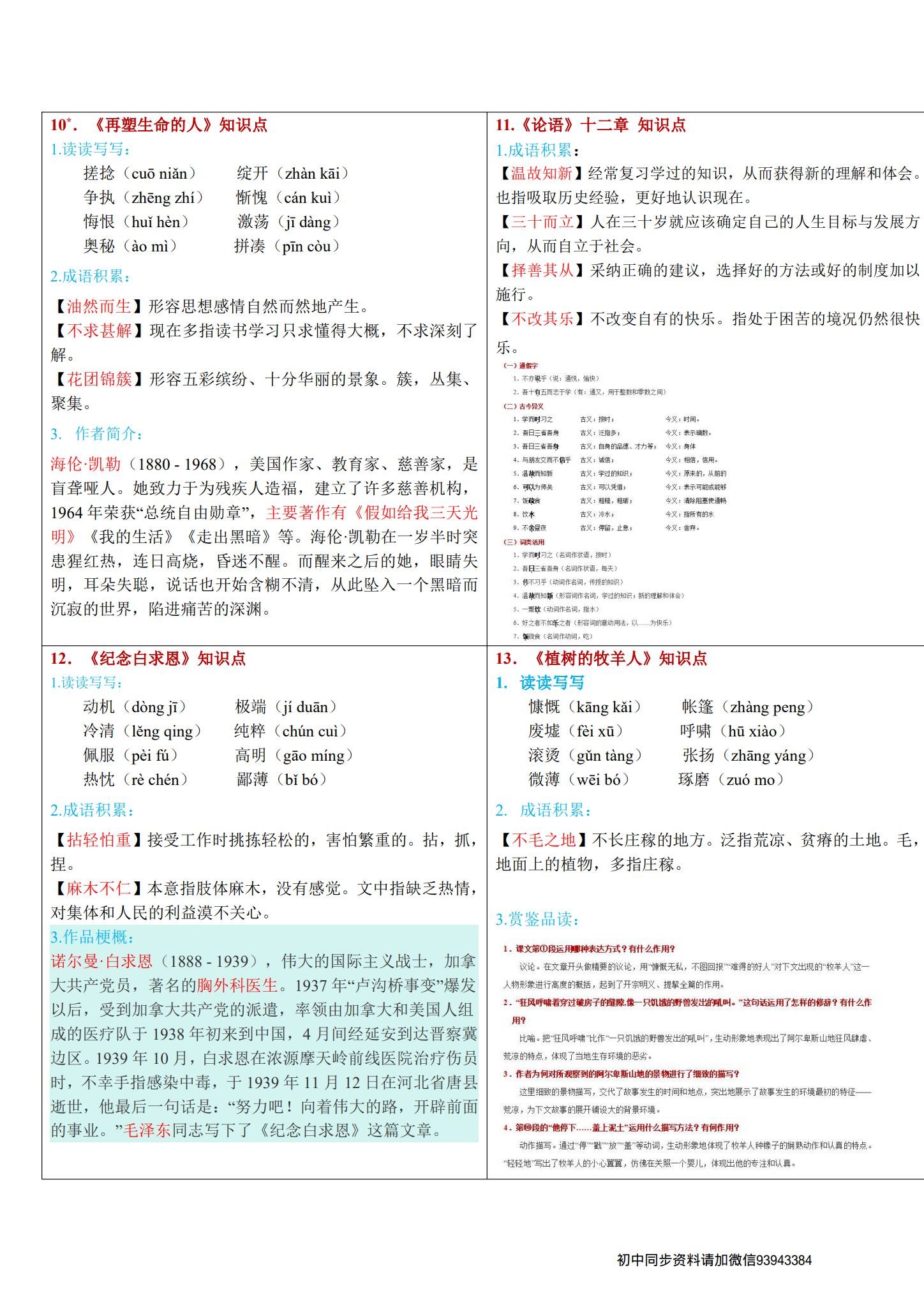 所有版本｜七年级语文｜上册｜知识汇总 预览第3张