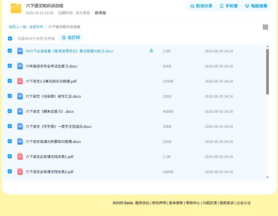 所有版本｜六年级语文｜下册｜知识汇总 预览第4张