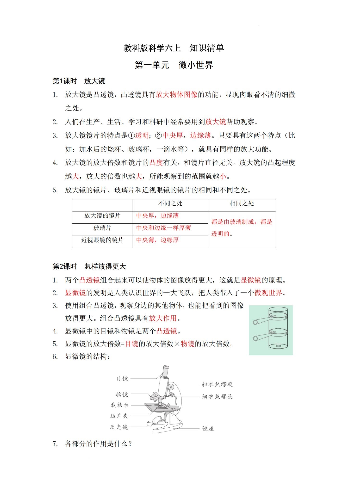 [六年级科学]（上）知识汇总 预览第1张