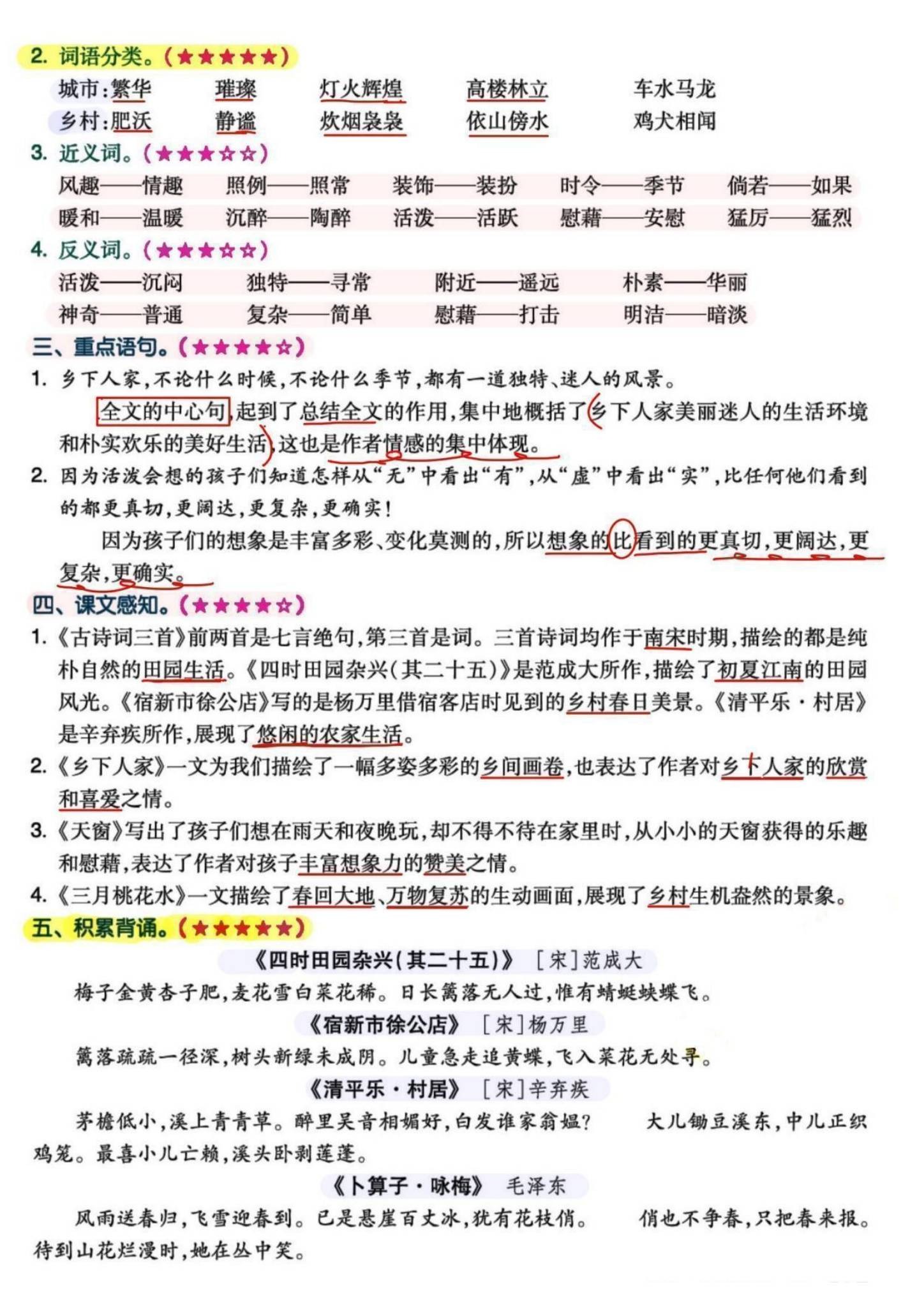 所有版本｜四年级语文｜下册｜知识汇总 预览第2张